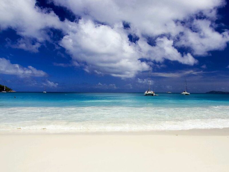 Sailboats in Turquoise Water — Blue