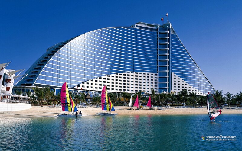 Sailboats Near Hotel — Blue, Serene