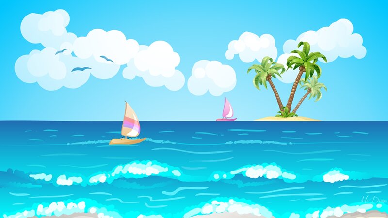 Sailboats Near Island