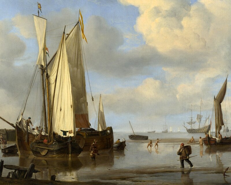 Sailboats on a Beach — Blue