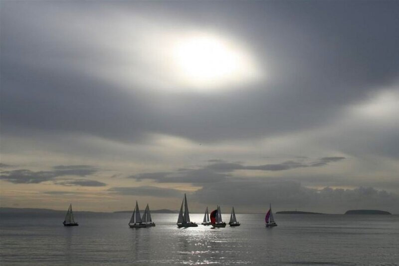 Sailboats on a cloudy day