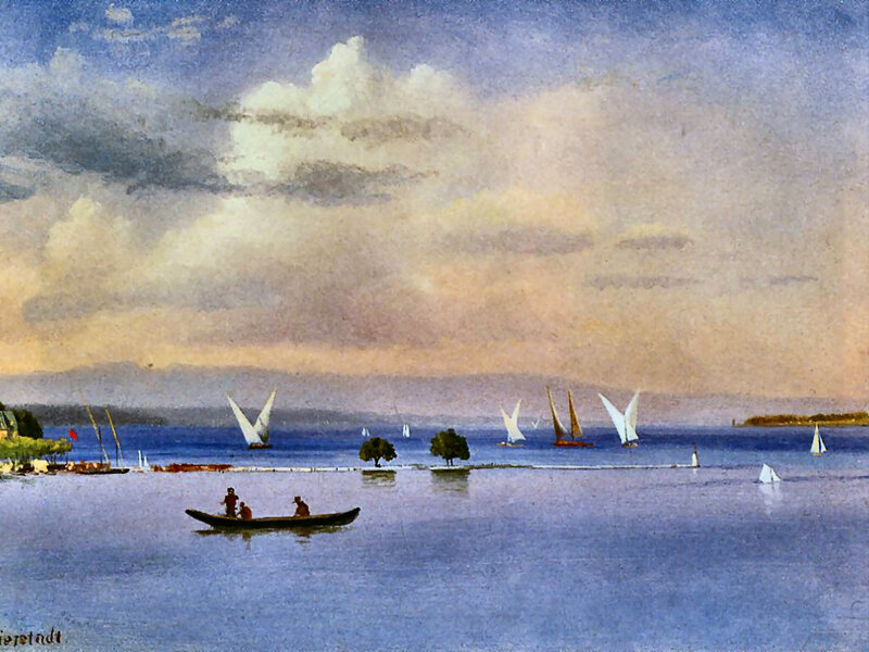 Sailboats on a Lake — Blue, Serene, Afternoon, Painting