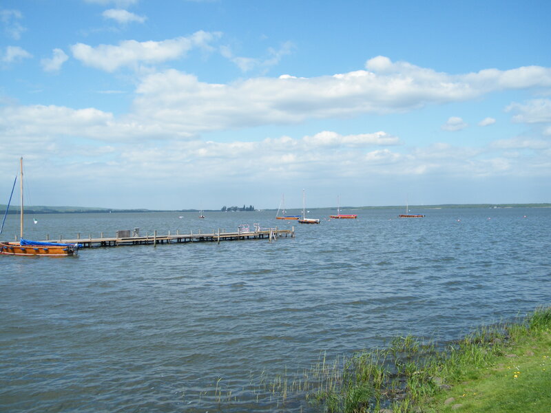 Sailboats on a Lake — Blue, Serene, Afternoon, Photograph, Dock