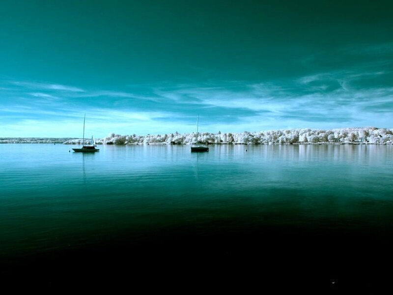 Sailboats on a Lake — Teal