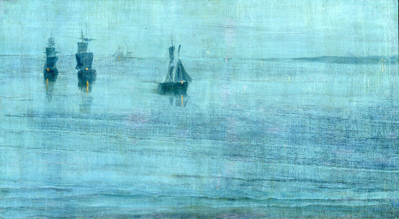 Sailboats on a misty sea