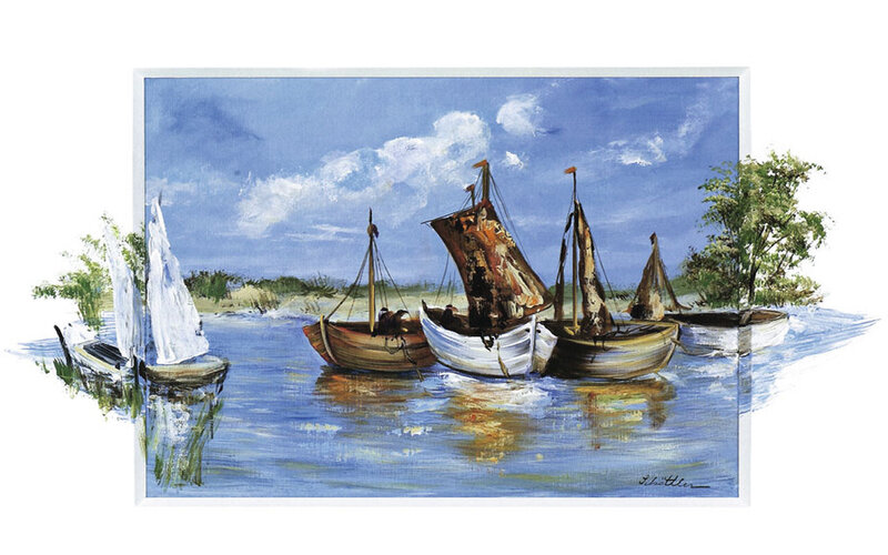 Sailboats on a River — Blue, Serene, Afternoon
