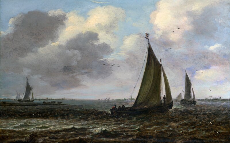 Sailboats on a stormy sea