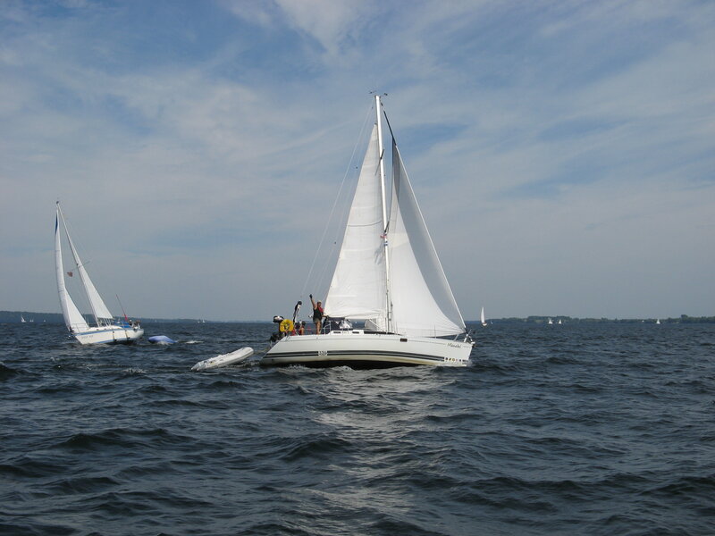 Sailboats on a windy day