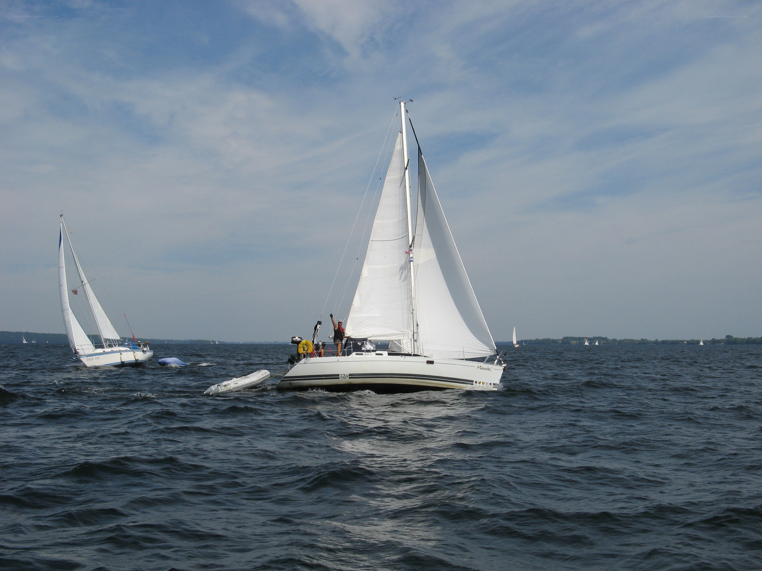 Sailboats on a windy day