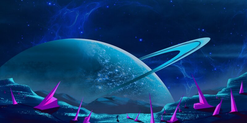 Sailboats on Alien Planet — Blue