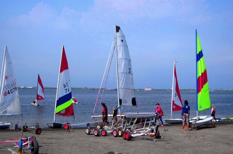 Sailboats on Beach — Blue, Calm, Afternoon