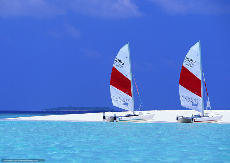 Sailboats on Beach — Blue, Serene, Afternoon, Photograph, Island