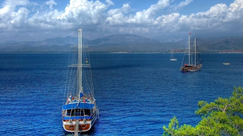 Sailboats on Blue Sea — Serene