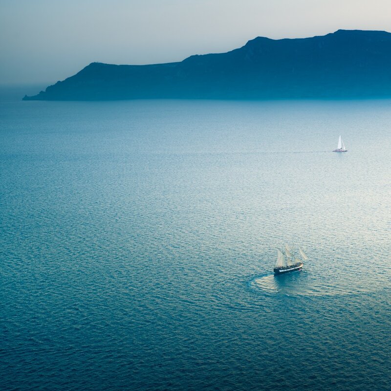 Sailboats on calm sea
