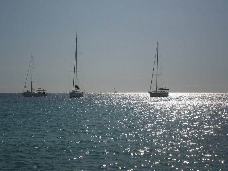 Sailboats on calm sea