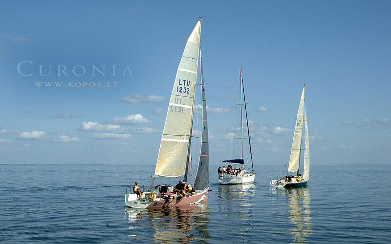 Sailboats on Calm Sea — Blue, Serene