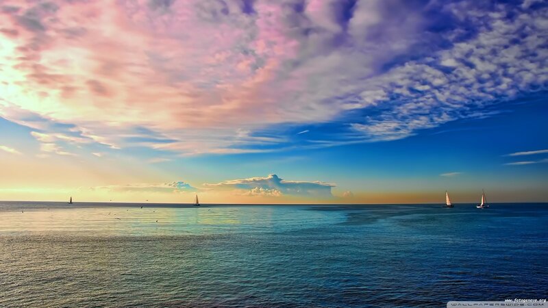 Sailboats on Calm Sea — Blue