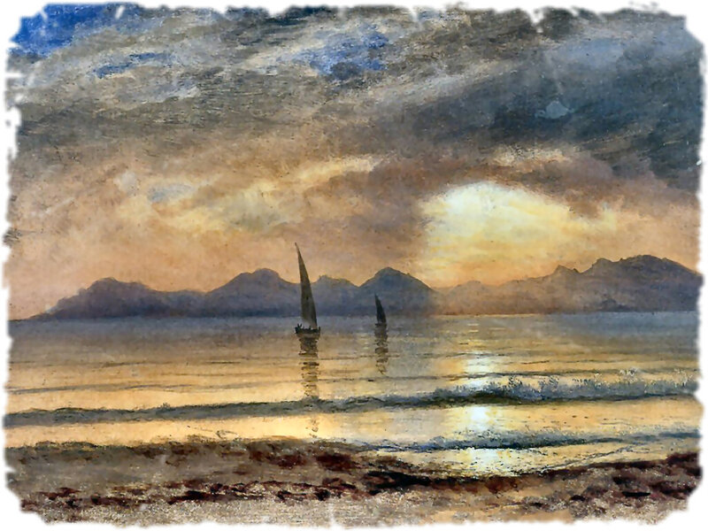 Sailboats on Calm Water — Blue