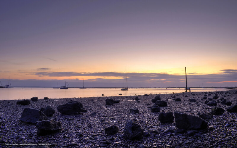 Sailboats on Calm Water — Purple, Serene