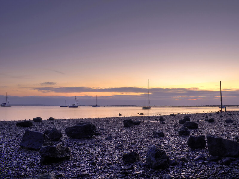 Sailboats on Calm Water — Purple
