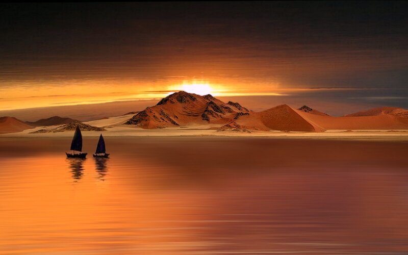 Sailboats on Desert Lake