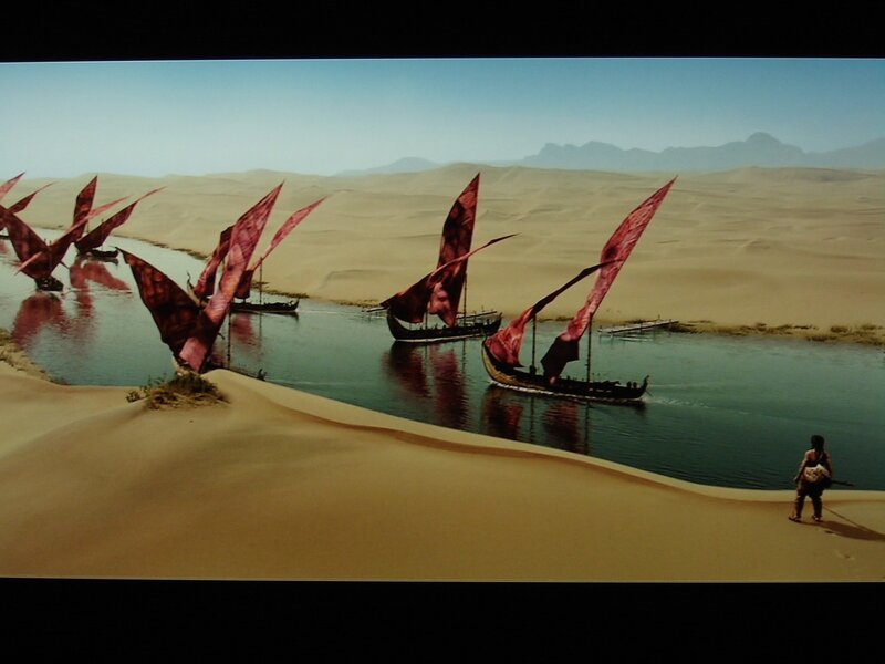 sailboats on desert river