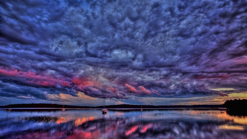 Sailboats on Lake — Blue, Dramatic