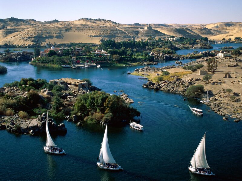 Sailboats on River — Blue, Serene, Afternoon