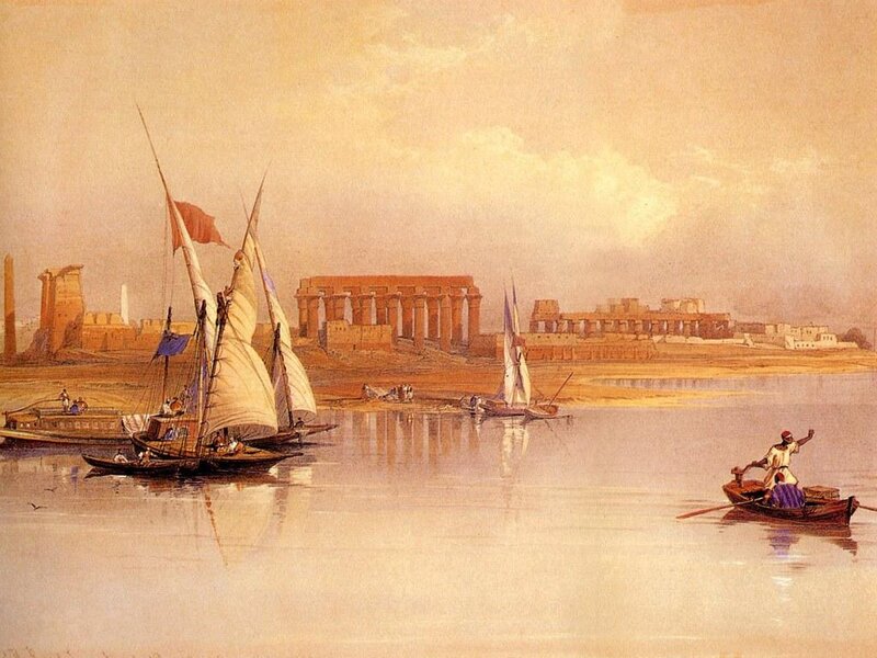 Sailboats on River — Brown, Serene