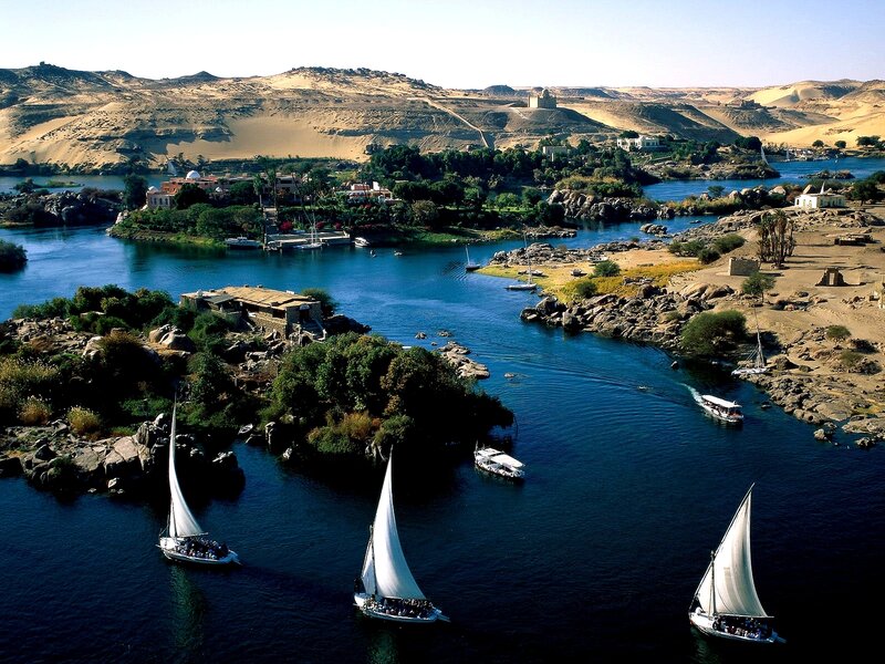Sailboats on the Nile River