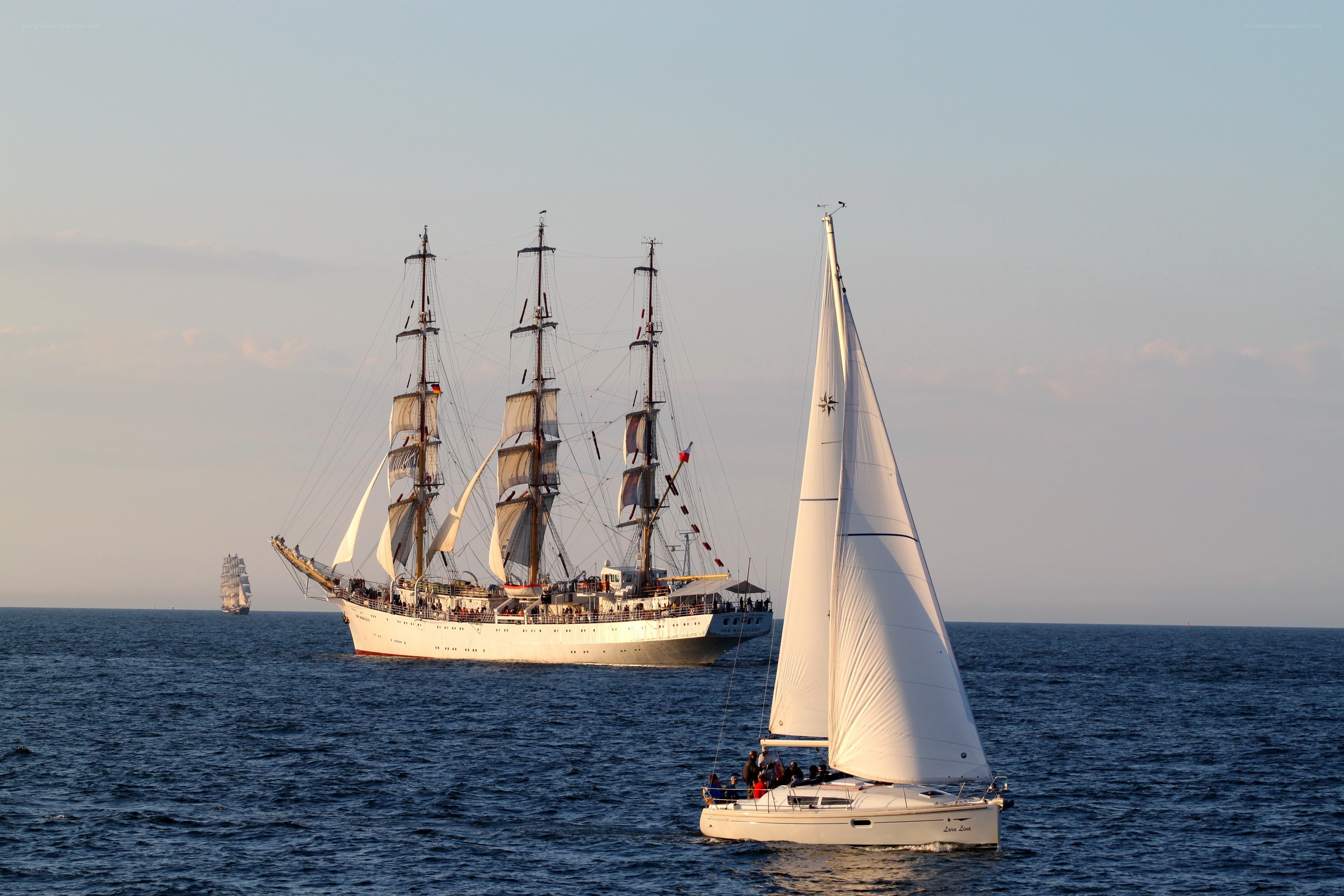 Sailboats on the open sea