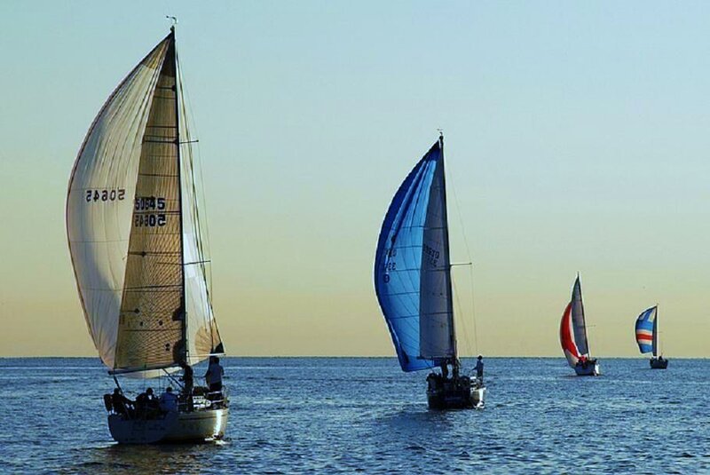 Sailboats on the open sea