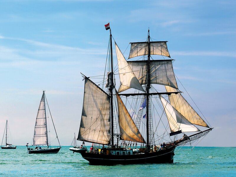Sailboats on the open sea