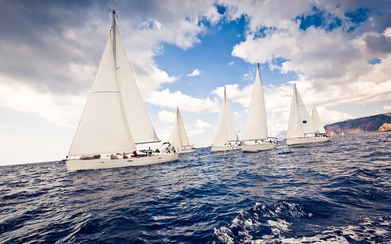 Sailboats on the Sea — Blue, Dramatic, Afternoon