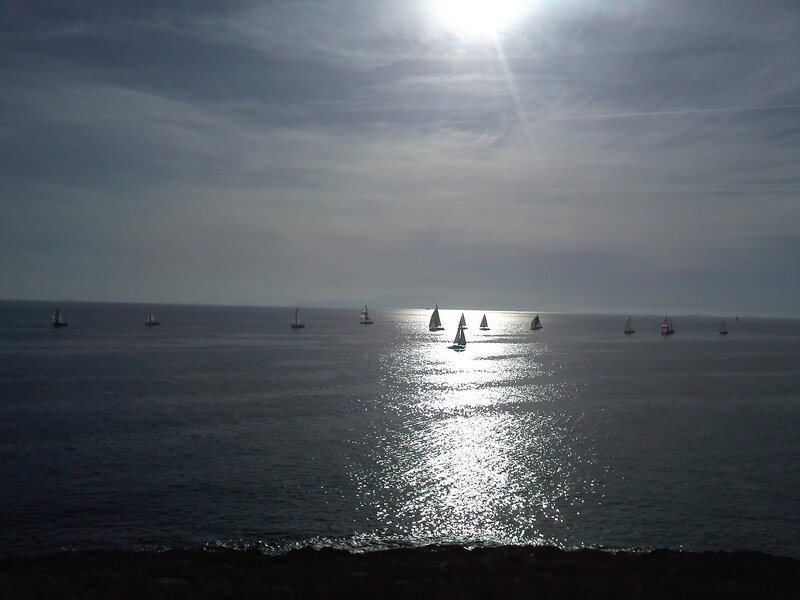 Sailboats on the Sea — Blue, Serene, Afternoon, Photograph