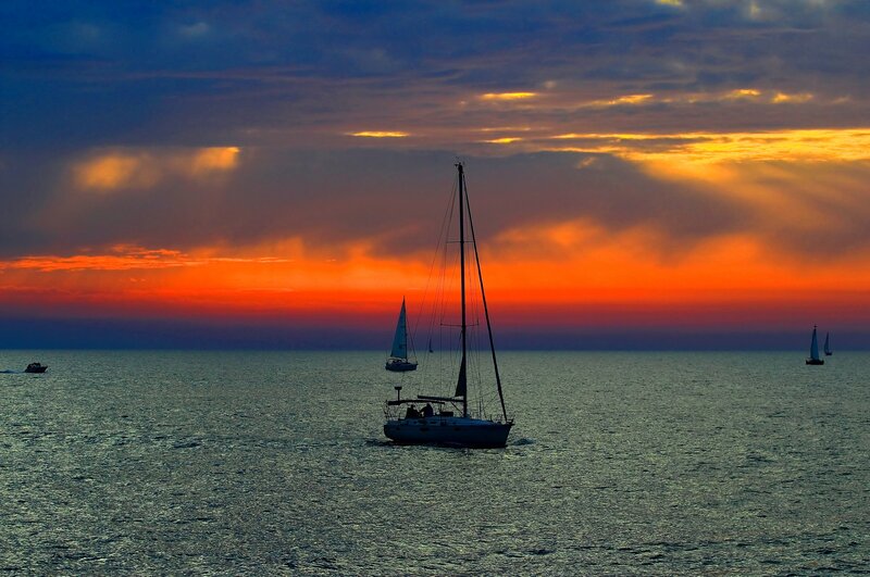 Sailboats on the Sea — Orange