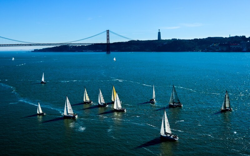 Sailboats on the Tagus River