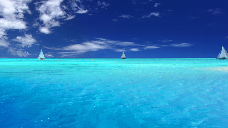 Sailboats on Turquoise Water — Blue, Serene, Afternoon