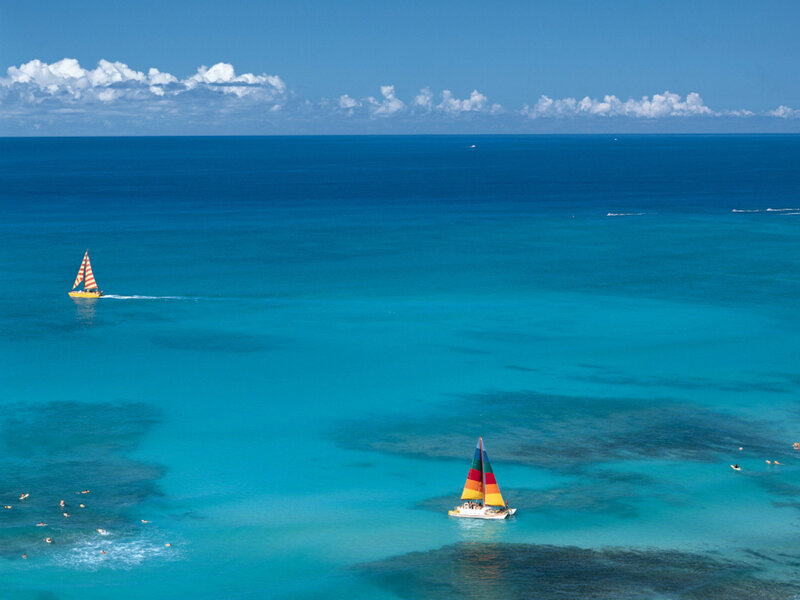 Sailboats on turquoise water