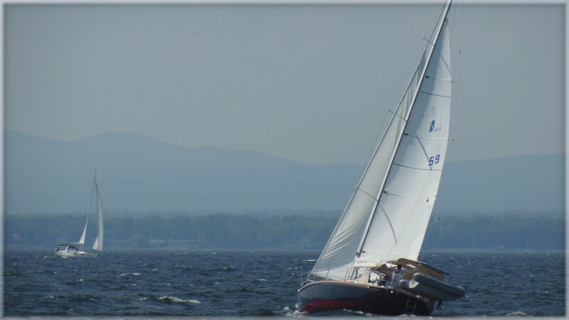 Sailboats on Water — Blue, Calm, Afternoon, Photograph, Mountains