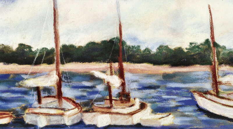 Sailboats on Water — Blue, Calm