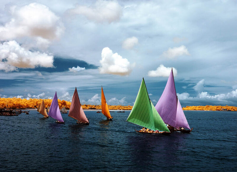 Sailboats on Water — Blue, Dramatic