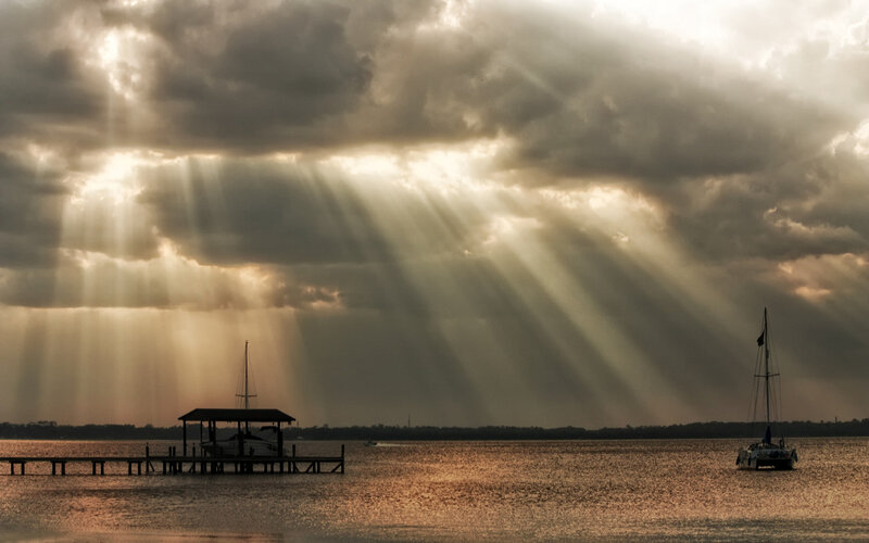 Sailboats on Water — Gray, Dramatic