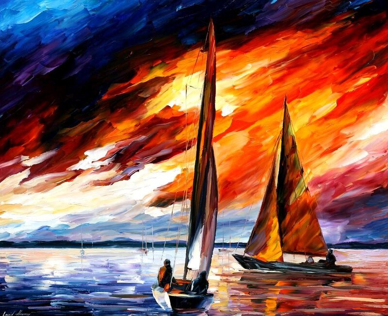 Sailboats on Water — Orange