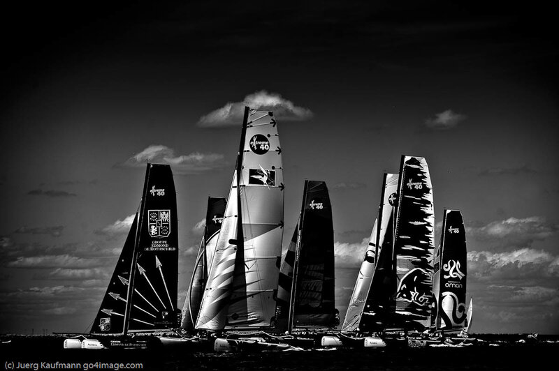 Sailboats racing at sea
