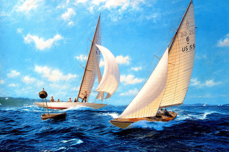 Sailboats Racing — Blue, Dynamic
