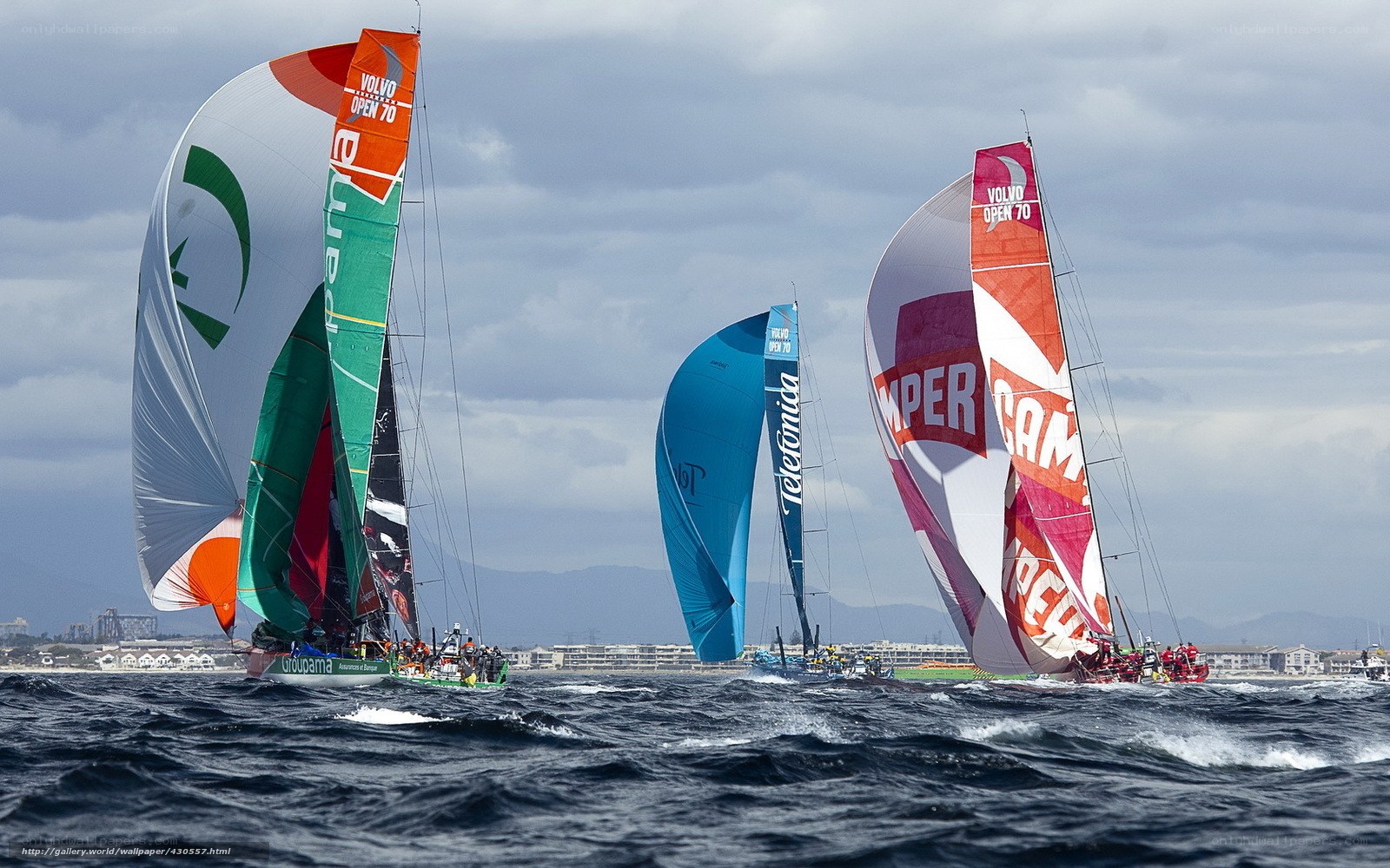 Sailboats racing in a regatta