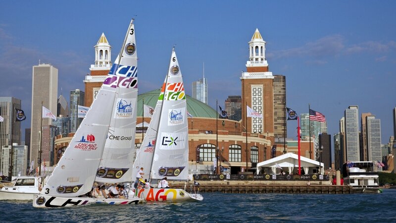 Sailboats racing in Chicago