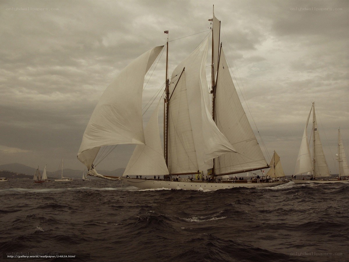 Sailboats racing in rough seas