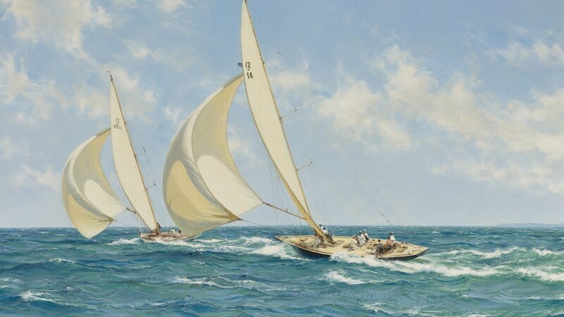 Sailboats Racing on Sea